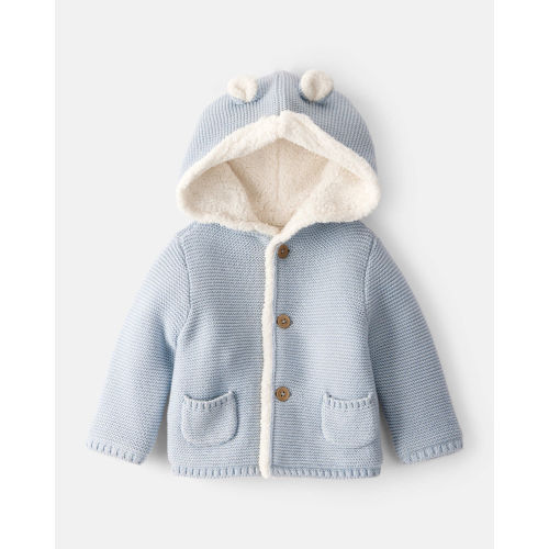 Baby Boy Sherpa Lined Cotton Long-Sleeve Jacket - Blue | Carter's