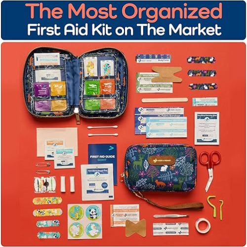 Keep Going Travel First Aid Kit for Kids – 130 Pc.for Purse, Diaper Bag, Backpack, & Suitcase, with Latex-Free Bandages – 7 x 5 x 2 in. Travel First Aid Kit TSA-Approved