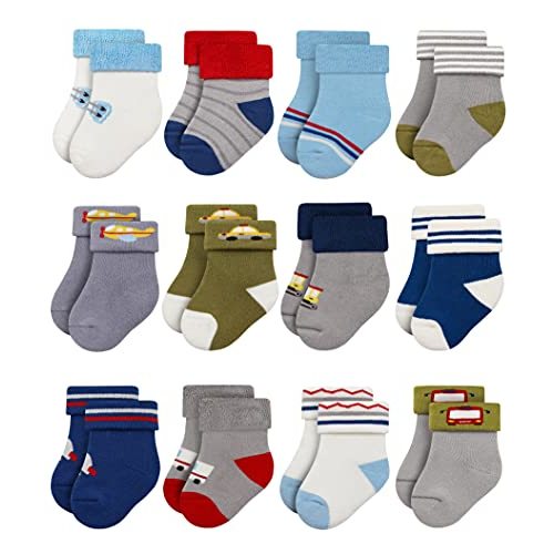 RATIVE Newborn Baby Socks 0-6,6-12 Months Terry Turn Cuff Socks for Boys Girls