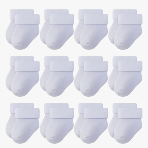 RATIVE Newborn Baby Socks 0-6,6-12 Months Terry Turn Cuff Socks for Boys Girls