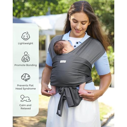 Momcozy Baby Carrier AirMesh - The Perfect Summer Water Sling for Newborns to Toddler 8-35 lbs - Cooling, Breathable and Lightweight Baby Wrap, Nice for Summer, Pool, Beach, Swimming, Charcoal Gray