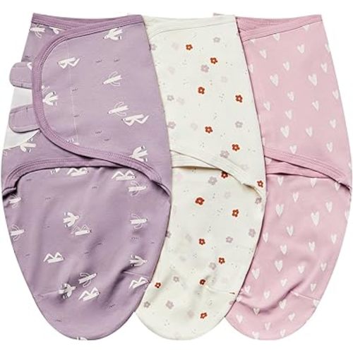 insular Baby Swaddle Wrap, Swaddle Blanket for Newborn and Infant, Adjustable Swaddle Set for Boy and Girl, Soft Cotton Baby Sleep Sack 3 Pack (Seagull, Small(0-3 Month)