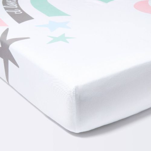 Fitted Crib Sheet Love To Dream Rainbow/moon/stars - Gray - Cloud Island™