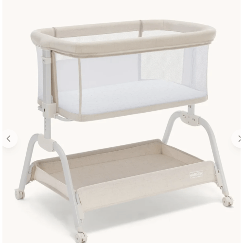Harppa Cuddly Lite 2-in-1 Baby Bassinet & Bedside Sleeper, Compact Newborn Bed with Rolling Wheels