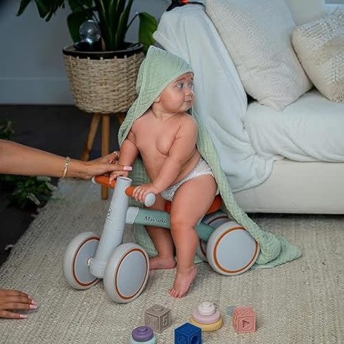Comfy Cubs Baby Hooded 9 Layer Muslin Cotton Towel for Kids, Large 32” x 32”, Ultra Soft, Warm, and Absorbent. Baby Essentials Bath Towels, Cute Unisex Cover for Girls and Boys (Pack of 1, Sage) - Pack of 1 - Baby