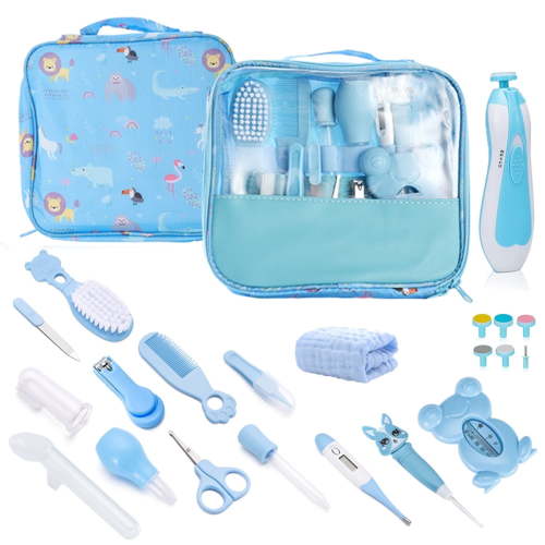 Baby Grooming Kit, 21 in 1 Newborn Nursery Healthcare Kit for Infant Toddlers Baby Boys Girls (0-3 Years+) - Blue