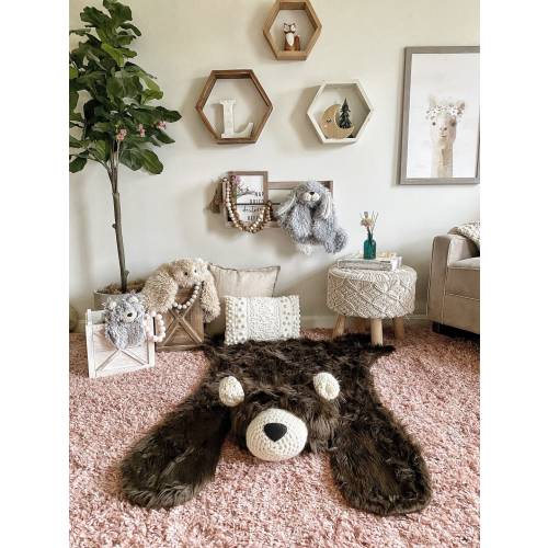 Bear rug, Regular Brown Grizzly Faux bear rug, woodland nursery