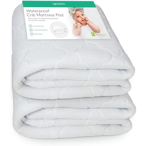 Newton Baby Waterproof Crib Mattress Pad | Ultra-Breathable Quilted Layer for Comfort & Universal Fitted Skirt for Secure Fit | Machine Washable | Crib Mattress Protector Pad Waterproof, 2 Packs