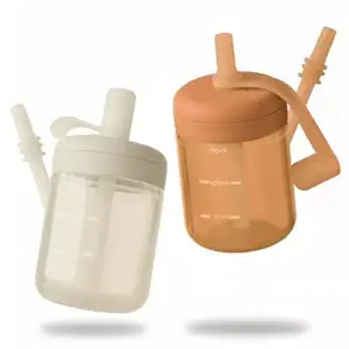Moonkie Baby Straw cup | Silicone Toddler Sippy Cup Training Cup with Straw Lid | BPA-Free Drop-Proof Baby Cup | Led Weaning | 6 Months+, 5 oz, 2pack