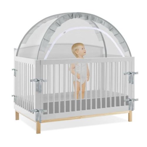 AMMER Pop Up Baby Crib Tent, Breathable Mesh Canopy Net for Safety, Prevents Climbing Out, Quick Installation and Mosquito Protection