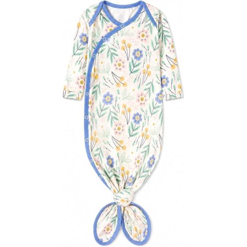 Copper Pearl Baby Gown - Knotted Newborn Sleepers for Baby Boy and Girl, Soft Stretchy Long Sleeve Infant Gowns with Bottom Tie and Hand Mittens, Perfect Hospital Coming Home Outfit (Clara)