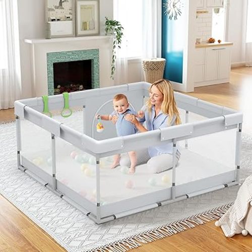 Fodoss Playpen Baby, 47x47inch Play Pen, Small Baby Playard,Playpen for Apartment,Baby Activity Play Fence,Playard, Parc Pour bébé