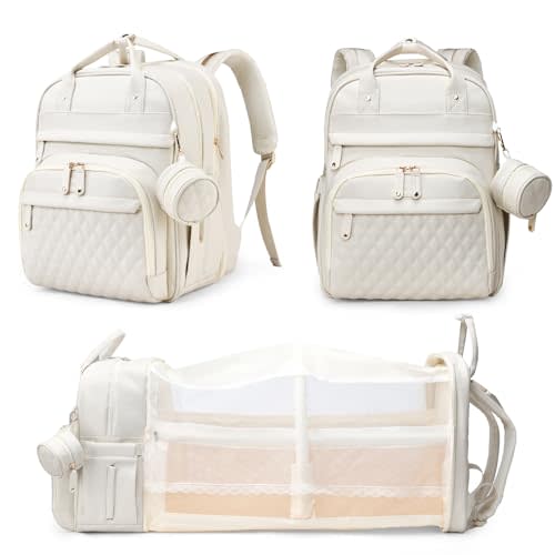 Astro alan Baby Diaper Bag with Changing Station, Waterproof Diaper Bag Backpack for Moms Dads with USB Charging Port, Baby Shower Gifts, Large Capacity diaper backpack, Beige