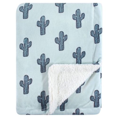 Yoga Sprout Baby Boy Mink And Faux Shearling Plush Blanket, Cactus, One Size