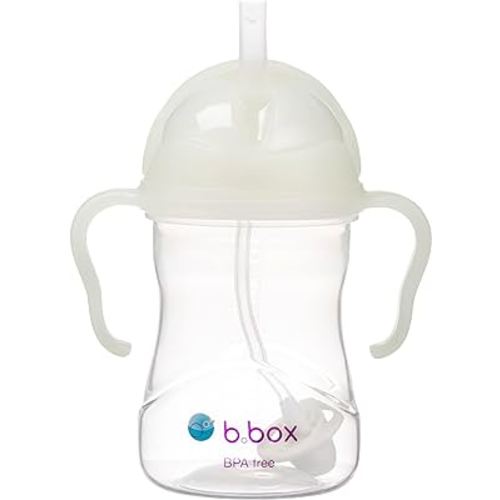 b.box Sippy Cup with Weighted Straw. Drink from any Angle, Leak Proof, Spill Proof, Easy Grip. BPA Free, Dishwasher Safe. For Babies 6m+ to Toddlers (Glow in the Dark, 8oz)
