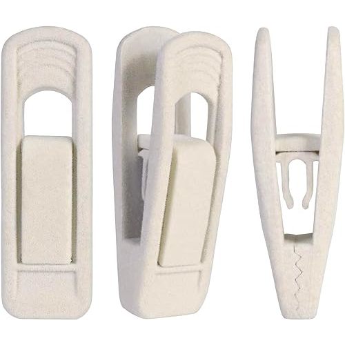 Trgowaul Velvet Hangers Clips, Pants Hangers Velvet Clips, Strong Finger Clips Perfect for Thin Velvet Hangers (60pc, Beige)