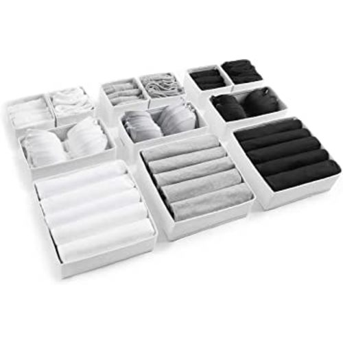12pcs White Large Drawer Organizer Drawer Organizers for Clothing Wardrobe Clothes Organizer Underwear Organizer Dresser Drawer Organizers Underwear Drawer Organizer Clothes