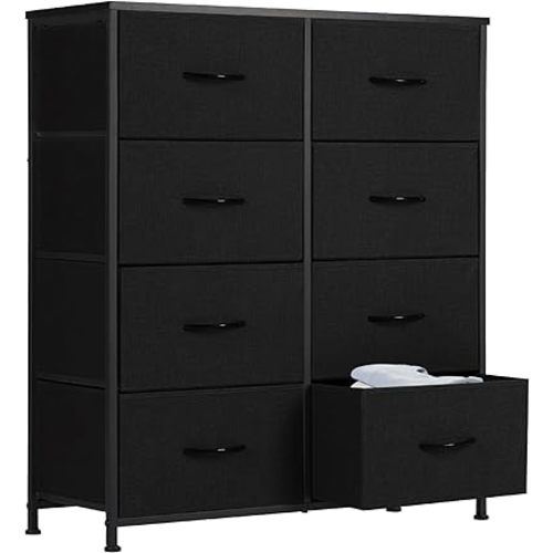 Sweetcrispy Dresser, Dresser for Bedroom Drawer Organizer Storage Drawers, Fabric Storage Tower with 8 Drawers, Chest of Drawers with Steel Frame, Wood Top for Nursery, Living Room, Closet