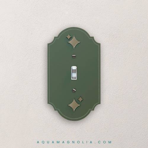 Olive Green Light Switch Plate Cover - Handmade Duplex Outlet Cover - Vintage Double Toggle Light Switch Cover - Decorative Outlet Cover