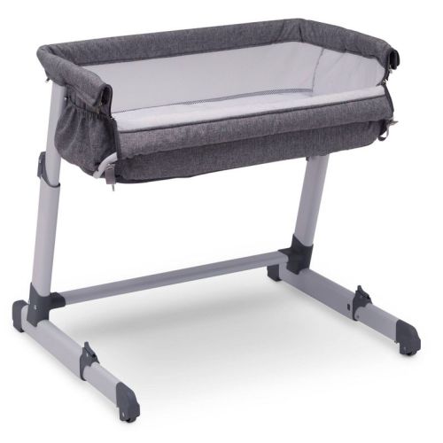 Simmons Kids' Dream Bedside Baby Bassinet Sleeper With Breathable Mesh And Adjustable Heights - Lightweight Portable Crib - Gray