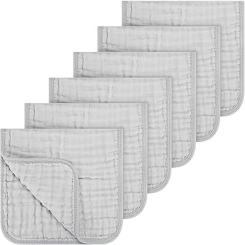 Accmor 6 Pack Muslin Burp Cloths 100% Cotton 20''x10'' Large Extra Soft and Absorbent Baby Burping Cloth for Boys Girls