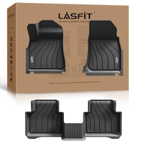 LASFIT Floor Mats for 2019-2026 Porsche Cayenne, 3D Laser-Measured Custom Fit All Weather TPE Floor Liners, Front & Rear Rows, Black