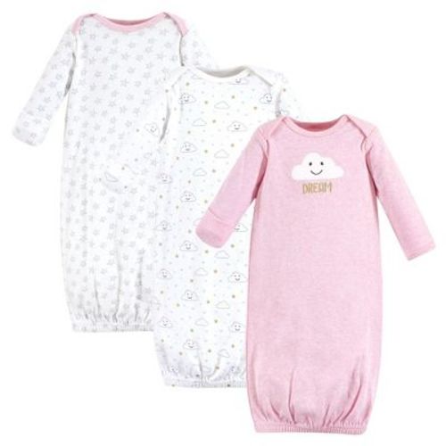 Hudson Baby Girl Cotton Gowns, Pink Clouds, Preemie/Newborn
