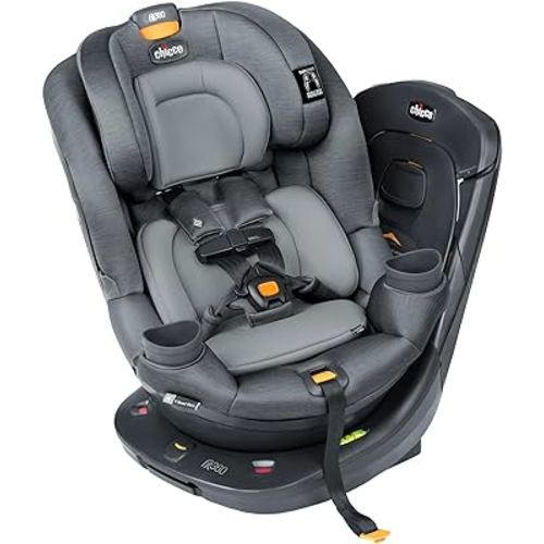 Chicco Fit360 ClearTex Rotating Convertible Car Seat with 360 Degree Rotation for Rear-Facing and Forward-Facing Usage, LeverLock Self-Tensioning Lock System | Drift/Grey