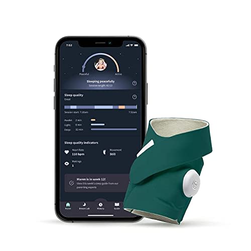 Owlet Dream Sock - Smart Baby Monitor with 2.4 GHz Wi-Fi - Foot Sensor to Track Heartbeat and Oxygen O2 Levels in Infants - Notifications for Night Wakings, Movement and Sleep State - Deep Sea Green