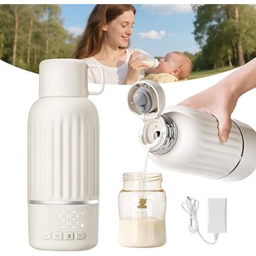 Snow Bear Portable Bottle Warmer for Travel, Fast Heating in 2.5 Mins for Breast Milk, 10200mAh Battery with LED Display, 17oz Large Capacity, Baby Bottle Warmer with Precise Temperature Control(5076)