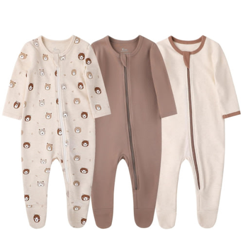 O2 BABY Baby Boys Girls Organic Cotton Zip-Front Sleeper Pajamas, Footed Sleep 'n Play
