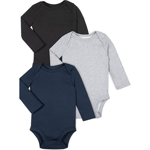 LAMAZE baby-boys Super Combed Natural Cotton Long Sleeve Bodysuit, Snap Closure, 3 Pack
