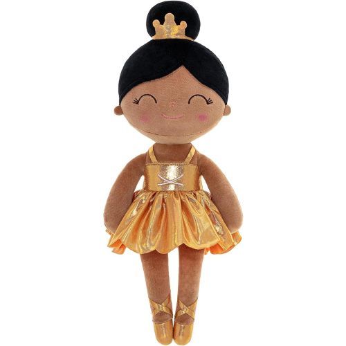 Gloveleya Baby Doll Ballerina Girl Gift Ballerina Plush Soft Doll Colorful Haze Gold Ballet Series-Black Gold 13 Inch with Gift Box