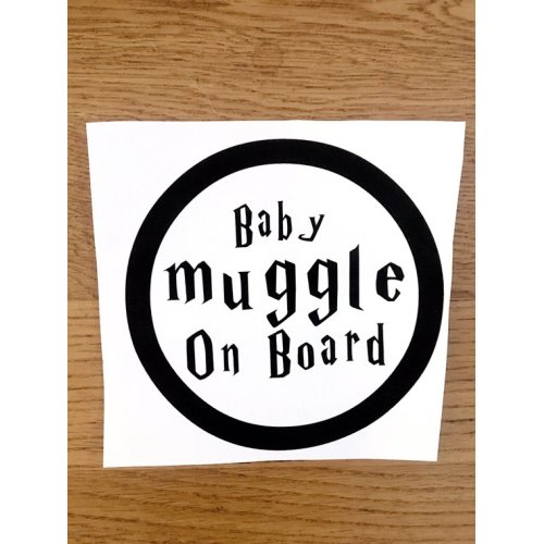 Baby muggle on board car decal - baby on board car decal, White