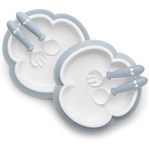 BabyBjörn Baby Plate, Spoon and Fork, 2 Sets, Powder Blue