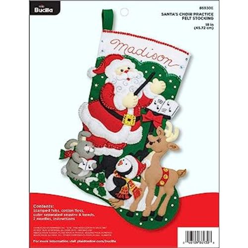 Bucilla Felt Applique Stocking Kit Santa Choir Practice, 18"