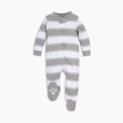 Burt's Bees Baby Organic Sleep & Play Footie Pajamas - Heather Grey Rugby Peace Stripe, 6-9 M