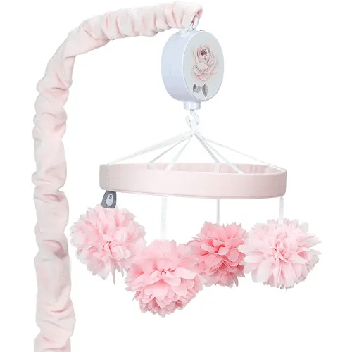 Lambs & Ivy Signature Botanical Baby Pink Floral Musical Baby Crib Mobile