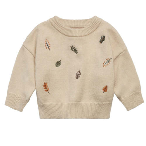 Baby Neutral Light Beige Embroidered Leaves Viscose Sweater – Gerber Childrenswear