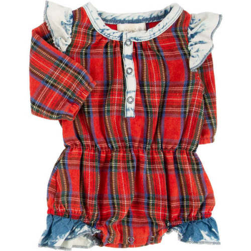 Chondi Plaid Long Sleeve Ruffle Shoulder Bubble, STP - Miki Miette Rompers | Maisonette
