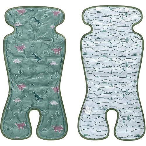 Miracle Baby Gel Car Seat Cooler Pad, Double Sides Universal Stroller Ice Cushion Cooler Mat, Summer Cooling Seat Liner Suitable for Baby Dining Chair, Child Safety Seat,One Pack (Dinosaur + Lines)