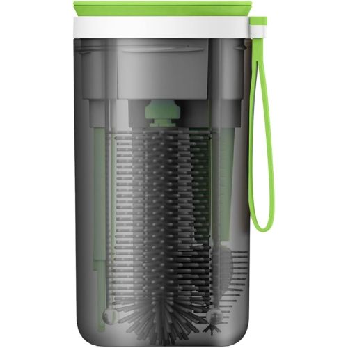 Travel Bottle Cleaner Kit, Silicone Baby Bottle Brush Set with Bottle Brush, Drying Rack, Nipple Brush,Straw Brush,Soap Dispenser, Portable Baby Bottle Brush Cleaner for Home and Travel,Green