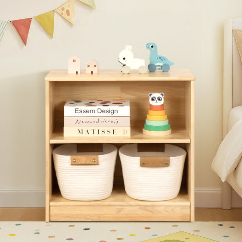 Latitude Run® Rubber Wood 2-tier Montessori Shelf And Toy Storage, 23.6" L & Reviews | Wayfair