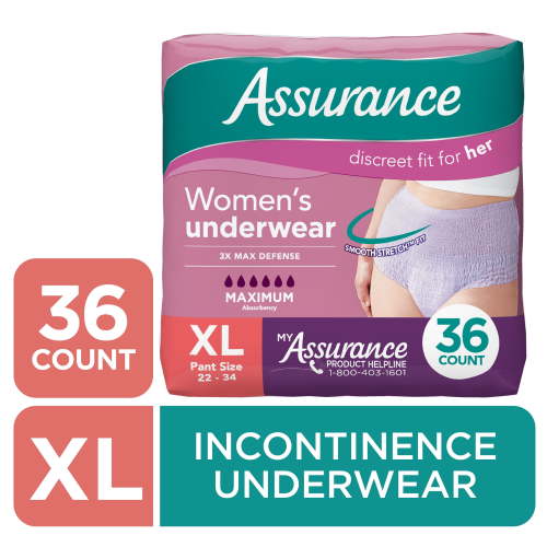 Assurance Women's Incontinence and Postpartum Underwear, XL , Maximum Absorbency, 36 Count HSA/FSA Eligible