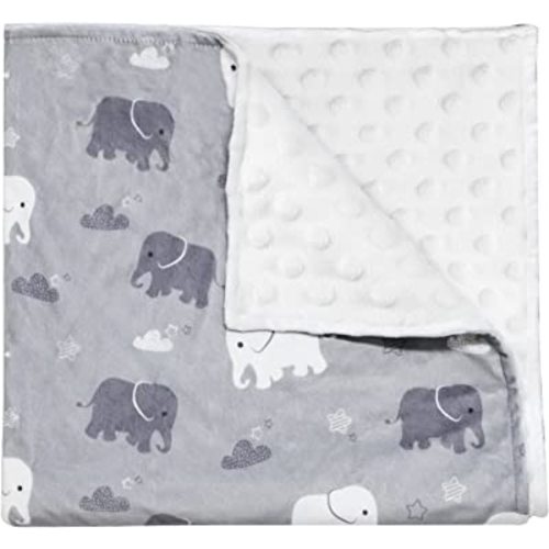 TANOFAR Minky Baby Blanket Super Soft Micro Fleece Blanket Boys Receiving Blanket with Dotted Backing Toddler Blanket, Grey Elephant, 30 x 40 Inch