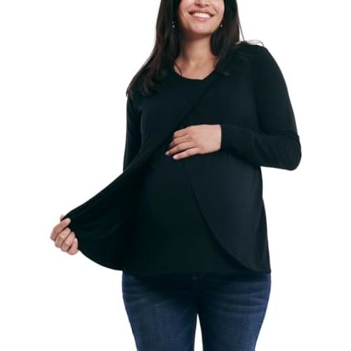 Motherhood Maternity Women's Long Sleeve Scoop Neck Tulip Nursing Tee Shirt