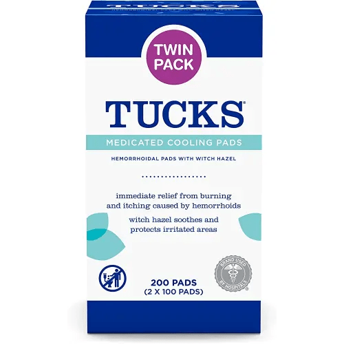 TUCKS Medicated Cooling Pads, 200 Count - Witch Hazel Pads for Sensitive Areas, Cleanse and Protect from Irritation