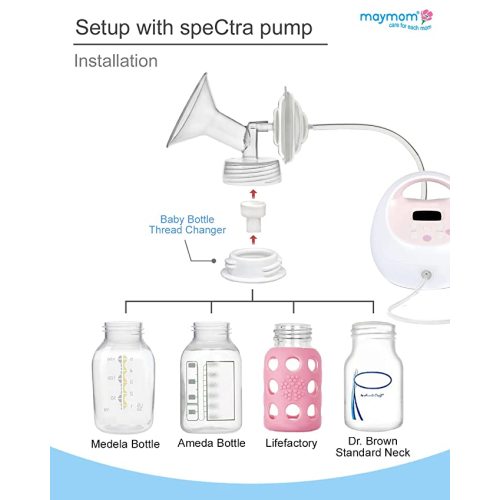 Maymom Baby Bottle Thread Changer or Bottle Converter; Compatible with Spectra S1 S2 Pumps Wide Mouth Flanges to use Medela Ameda Lifefactory Bottles, Dr. Brown Narrow Neck Bottles - 2nd Generation White