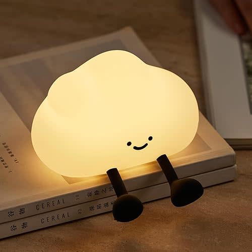 NesveCit Cloud Night Light for Kids, Adorable Touch Night Lamp Silicone Dimmable LED Nightlight for Nursery Rechargeable Bedside Night Lights for Bedrooms Breastfeeding