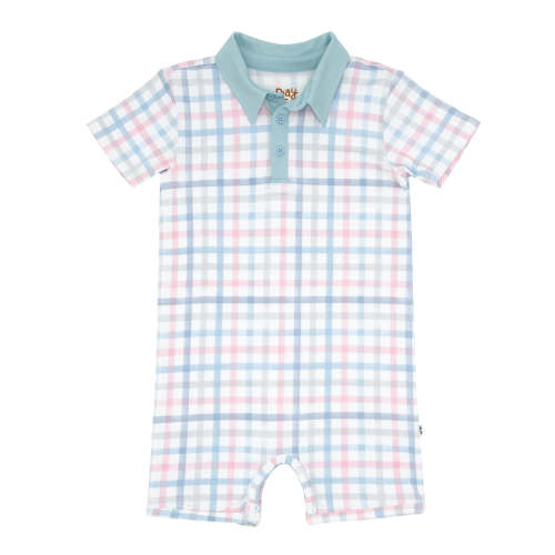 Playful Plaid Polo Shorty Romper